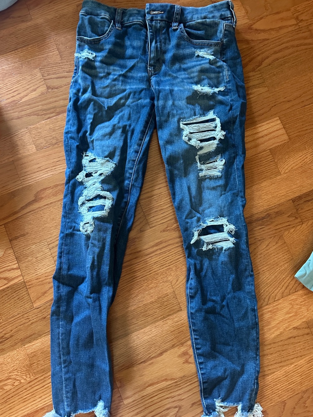 American Eagle Outfitters Dark Blue Ripped Skinny Jeans